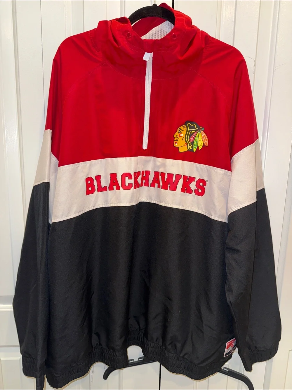 New Era Red White Black Chicago Blackhawks Pullover Jacket